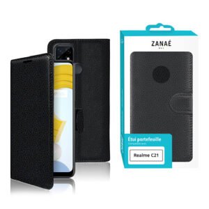 Etui Portefeuille Zanae pour Realme C21, Noir