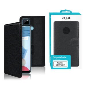 Etui Portefeuille Zanae pour Realme C21Y / C25Y, Noir