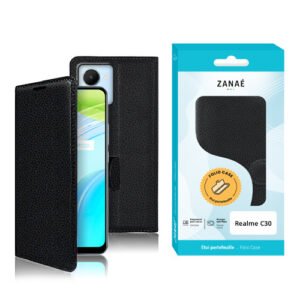 Etui Portefeuille Zanae pour Realme C30, Noir