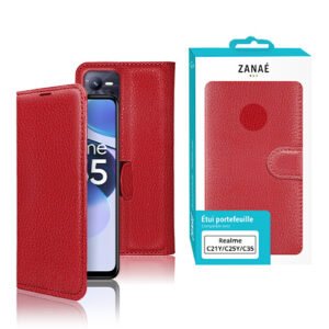 Etui Portefeuille Zanae pour Realme C35, Rouge