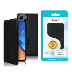 Etui Portefeuille Zanae pour Redmi 12, Noir