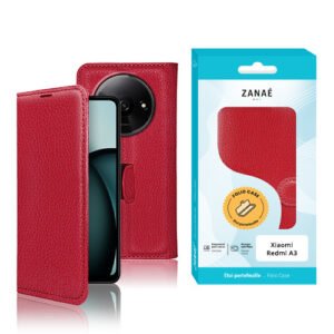 Etui Portefeuille Zanae pour Redmi A3 / A3x, Rouge