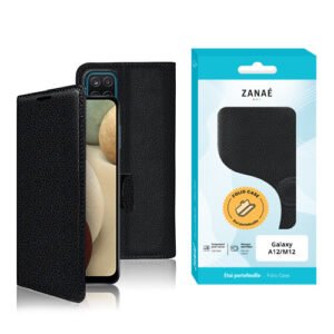 Etui Portefeuille Zanae pour Samsung Galaxy A12 / M12, Noir