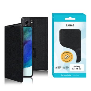 Etui Portefeuille Zanae pour Samsung Galaxy S21 FE 5G, Noir