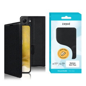 Etui Portefeuille Zanae pour Samsung Galaxy S22 Plus, Noir