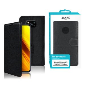 Etui Portefeuille Zanae pour Xiaomi Poco X3 / X3 NFC / X3 Pro, Noir