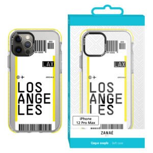Coque billet d'avion - LOS ANGELES  pour iPhone 12 Pro Max, Transparent