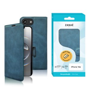 Portefeuille Zanae Columbia pour iPhone 16e, Bleu petrole
