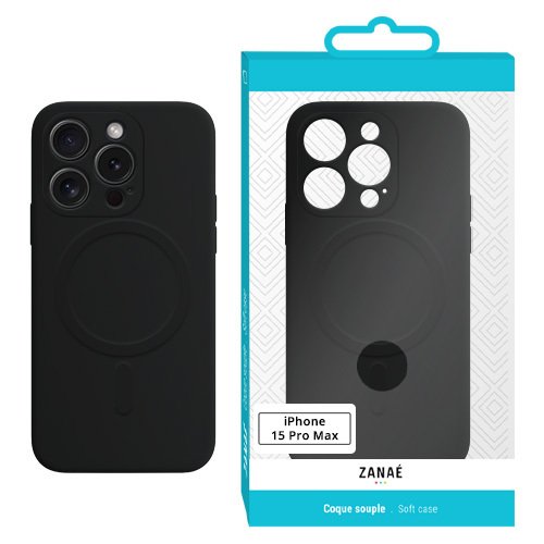 Coque compatible MagSafe pour iPhone 15 Pro Max, Noir