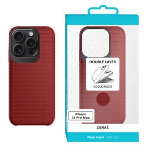 Coque Double Layer pour iPhone 15 Pro Max, Rouge