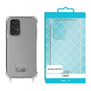 Coque imprimee logo Cordella avec anneaux integres pour Galaxy A33 5G, Transparent
