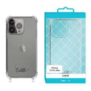 Coque imprimee logo Cordella avec anneaux integres pour iPhone 13 Pro Max, Transparent