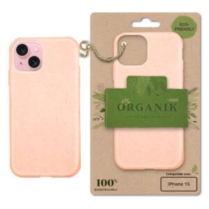 Coque Organik pour iPhone 15, Rose