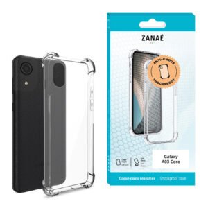 Coque Silicone transparent avec coins renforces pour Galaxy A03 Core, Transparent