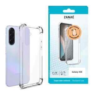 Coque Silicone transparent avec coins renforces pour Galaxy A36, Transparent