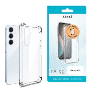 Coque Silicone transparent avec coins renforces pour Galaxy A55, Transparent