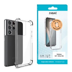 Coque Silicone transparent avec coins renforces pour Galaxy S21 Ultra 5G, Transparent