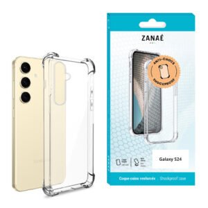 Coque Silicone transparent avec coins renforces pour Galaxy S24, Transparent