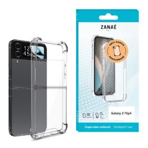 Coque Silicone transparent avec coins renforces pour Galaxy Z Flip4, Transparent
