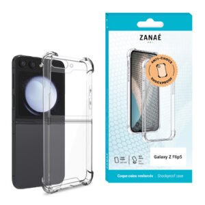 Coque Silicone transparent avec coins renforces pour Galaxy Z Flip5, Transparent