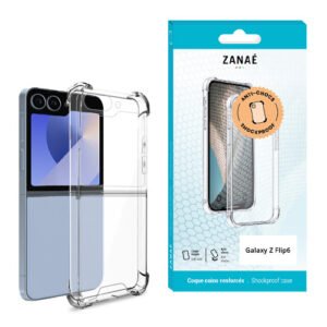 Coque Silicone transparent avec coins renforces pour Galaxy Z Flip6, Transparent