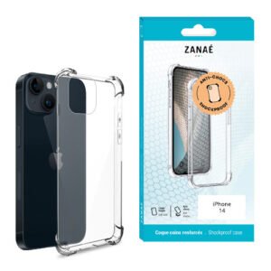 Coque Silicone transparent avec coins renforces pour iPhone 14, Transparent