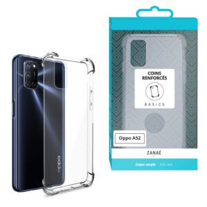 Coque Silicone transparent avec coins renforces pour Oppo A52, Transparent