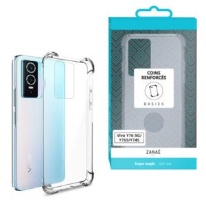 Coque Silicone transparent avec coins renforces pour Vivo Y76 5G / Y76s / Y74s, transparent