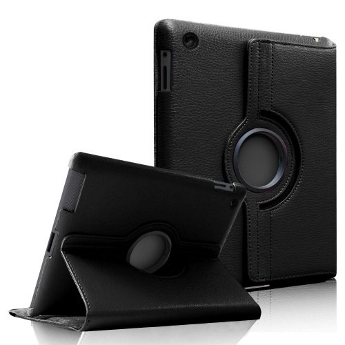 Étui iPad en cuir noir rotatif à 360° avec support pliable élégant et professionnel