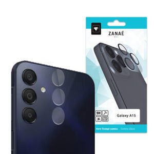Protection d’objectif ZANAÉ en verre trempé pour Samsung Galaxy A15, durcie et parfaitement ajustée.