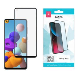 Verre trempé ZANAÉ pour Samsung Galaxy A21s avec film protecteur et emballage turquoise élégant.