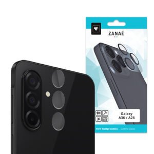 Protection d’objectif en verre trempé 9H ZANAÉ pour Samsung Galaxy A36 noir.