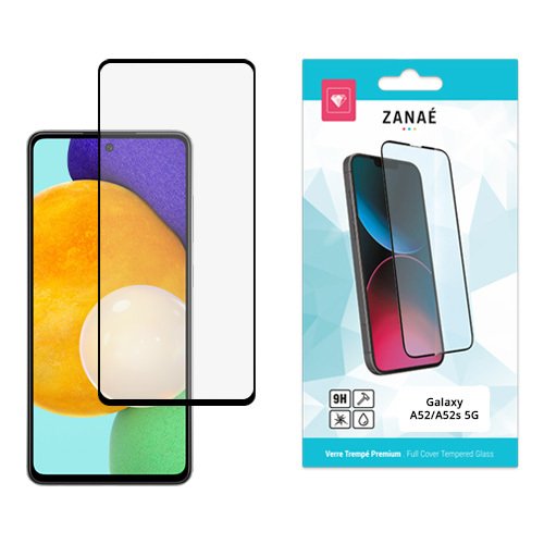 Verre trempé ZANAÉ 9H pour Samsung Galaxy A52 et A52s 5G avec emballage bleu.