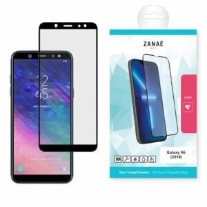 Verre trempé ZANAE pour Samsung Galaxy A6 2018 avec smartphone et emballage élégant.