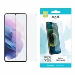 Verre trempé ZANAÉ 9H pour Samsung Galaxy S21 Plus 5G avec emballage turquoise moderne.