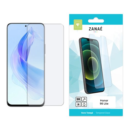 Verre trempé ZANAÉ 9H pour Honor 90 Lite, protection claire et résistante.