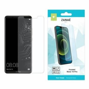 Verre trempé ZANAE 9H transparent pour Huawei Mate 10 Pro avec emballage turquoise moderne.