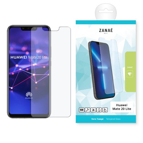 Verre trempé ZANAE pour Huawei Mate 20 Lite avec film protecteur et emballage élégant.