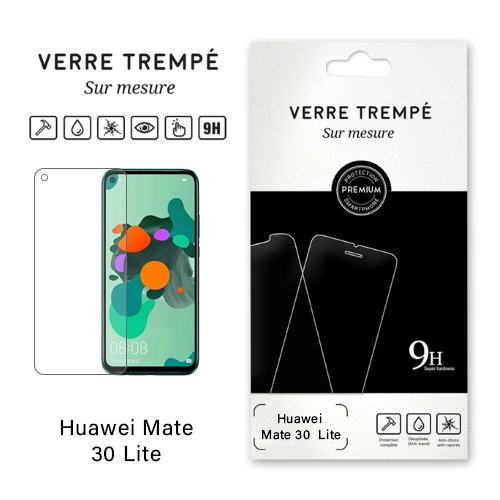 Verre trempé 9H sur mesure Huawei Mate 30 Lite avec protection d’écran et emballage premium