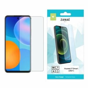 Verre trempé ZANAÉ 9H pour Huawei P Smart 2021 avec emballage moderne et transparent.