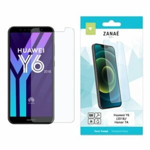 Verre trempé ZANAÈ pour Huawei Y6 2018 avec emballage turquoise moderne et élégant.