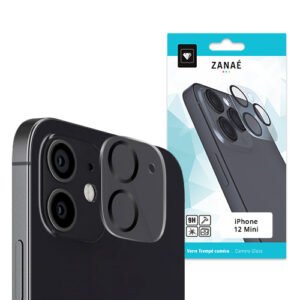 Protection d’objectif ZANAÉ en verre trempé 9H pour iPhone 12 Mini, design élégant et résistant.