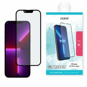 Verre trempé intégral ZANAE pour iPhone 13 Pro Max, protection 9H et clarté HD.