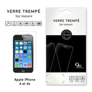 Verre trempé 9H premium pour iPhone 4 et 4s, protection écran résistante et élégante.