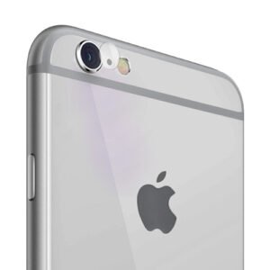 Dos argenté de l’iPhone 6s avec appareil photo, logo Apple et design minimaliste élégant.