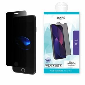 Verre trempé ZANAÉ avec filtre de confidentialité pour iPhone SE, 7 et 8.