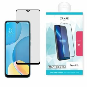 Verre trempé ZANAE pour Oppo A15 avec smartphone et emballage élégant blanc et bleu