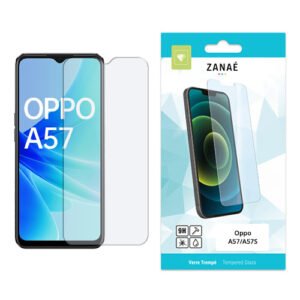 Vitre trempée ZANAÉ 9H transparente pour Oppo A57/A57S avec emballage turquoise et blanc