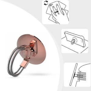 Support bague téléphone rose doré avec anneau rotatif, antichute et support vidéo élégant.