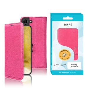 Coque rose élégante Zanae pour Samsung Galaxy S22 Plus avec rabat protecteur et design raffiné.